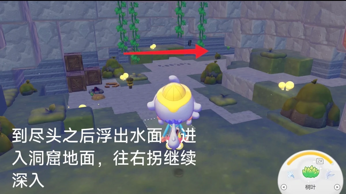 洞窟尽头浮出水面后向右深入