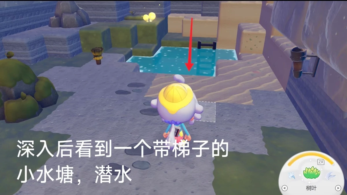 带梯子的小水塘,潜水继续前进